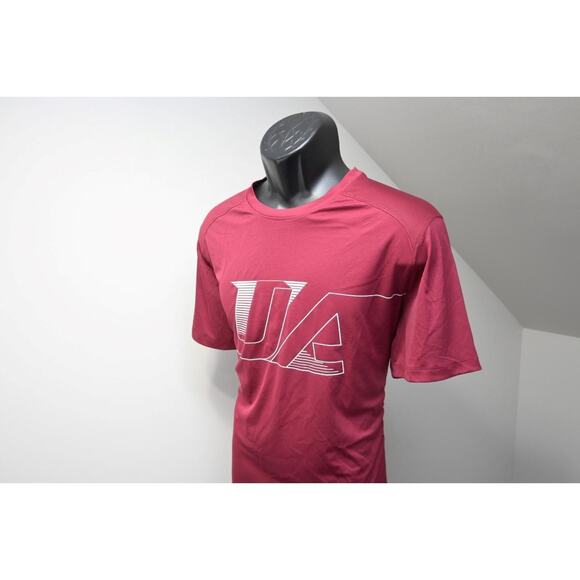 Under Armour Gym Shirt Fitted HeatGear Maroon Short Sleeve Mens Sz XL - Picture 3 of 10